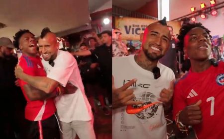 Speed fue sorprendido por el futbolista Arturo Vidal mientras comía pastel de choclo